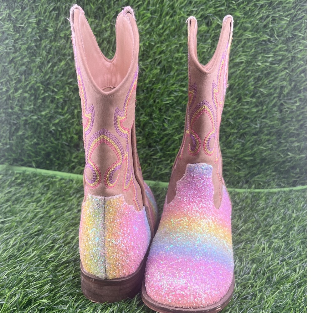Girls Rainbow Glitter Western Boots Cottagecore Fairycore Cowboy Size 11 🌈✨ - Picture 7 of 8